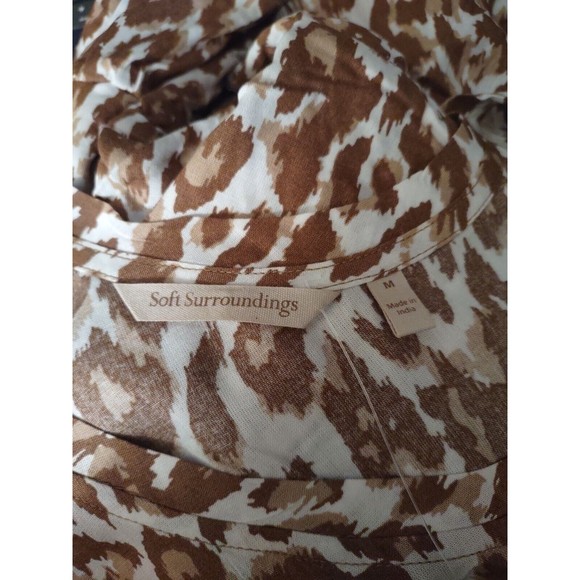 NWT Soft Surroundings Kara Tiered Midi Dress Mocha Leopard Med 10-12 Animal Tan - Picture 11 of 12
